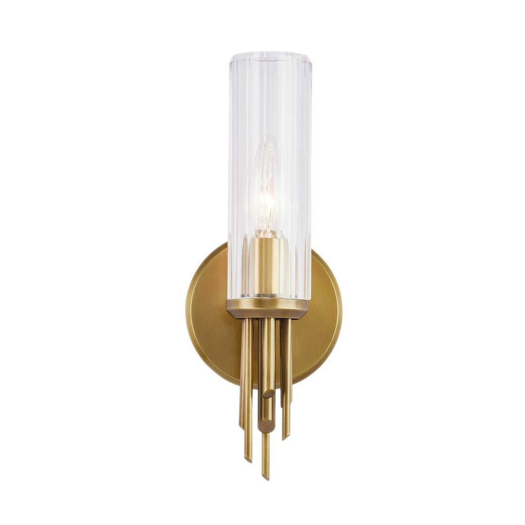 Torres One Light Vanity in Ribbed Glass/Vintage Brass Alora Canada