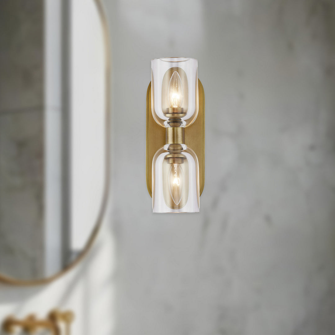 Alora Canada - WV338902VBCC - Two Light Vanity - Lucian - Clear Crystal/Vintage Brass
