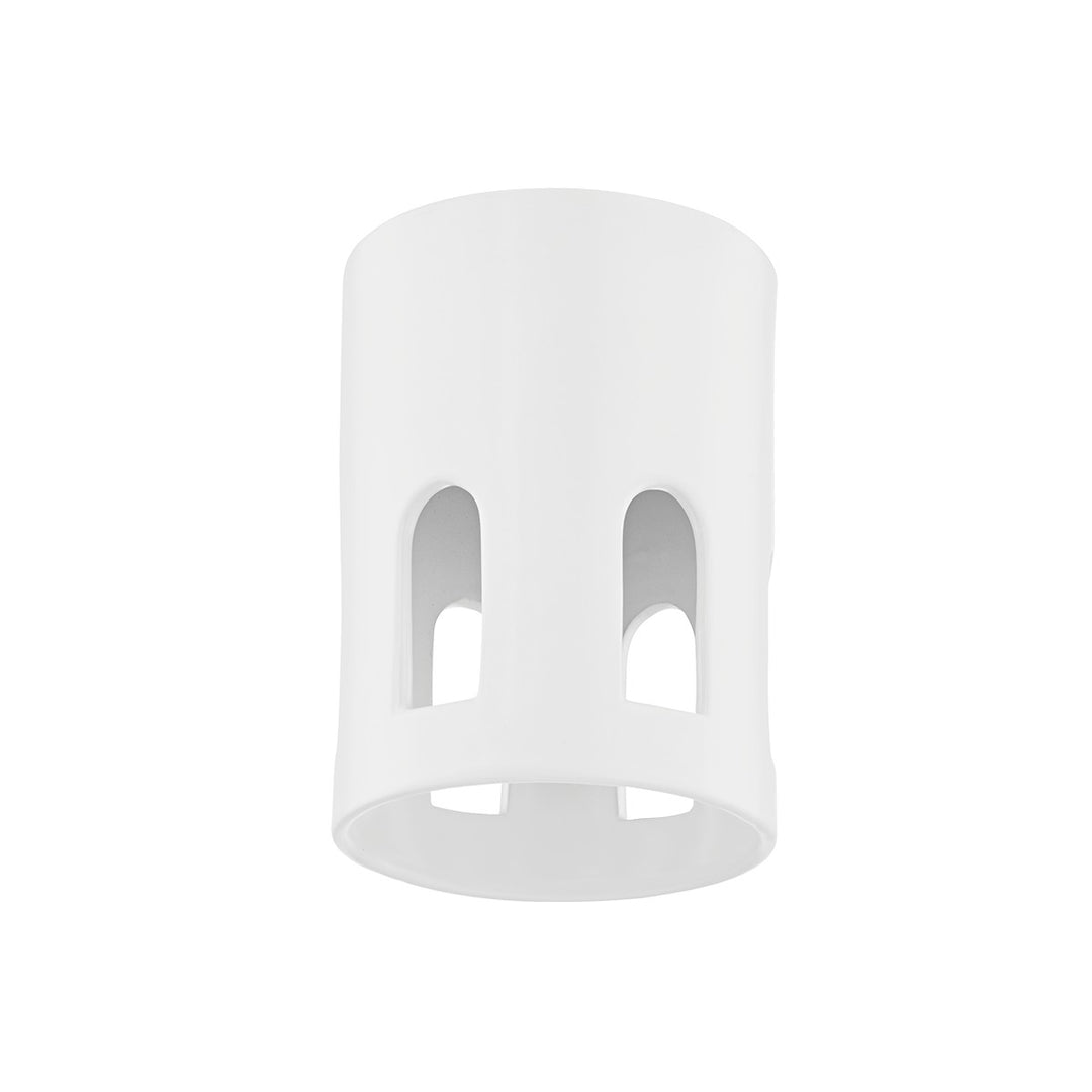Tatum One Light Flush Mount in Aged Brass/Ceramic Raw Matte White - available from The Lighting Shoppe, trusted by Canadian homeowners