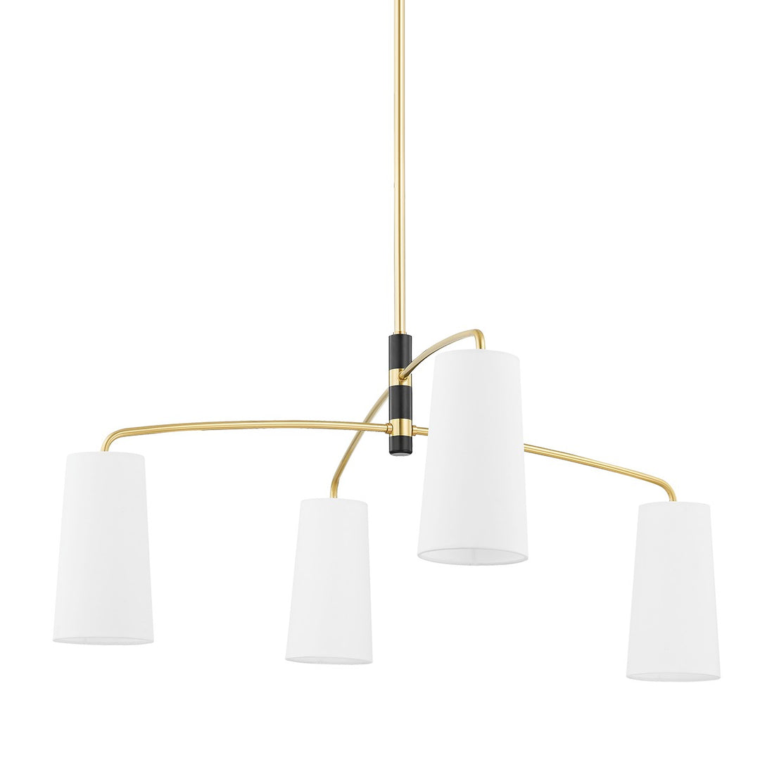 Evelyn Four Light Chandelier in Aged Brass/Soft Black - available from The Lighting Shoppe, trusted by Canadian homeowners