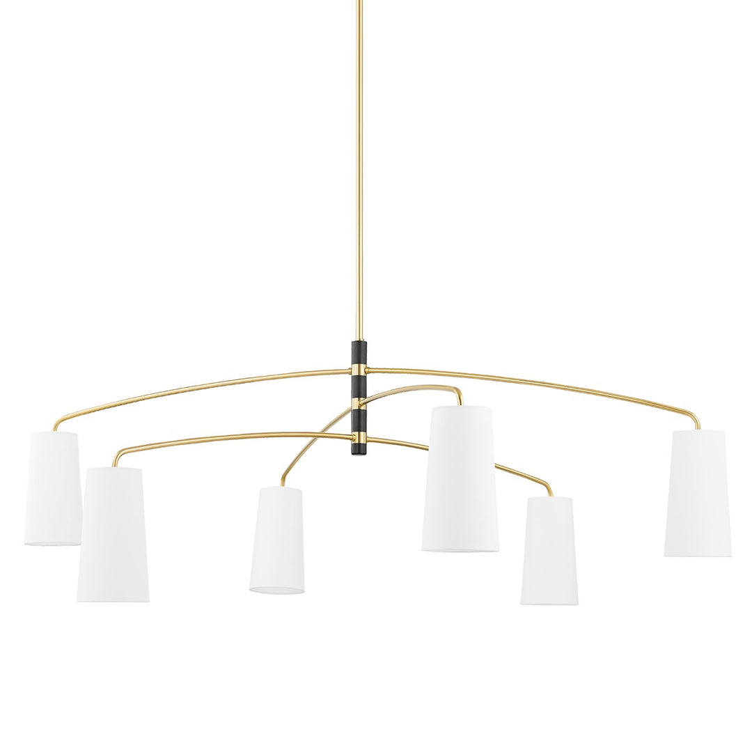 Evelyn Six Light Chandelier in Aged Brass/Soft Black - available from The Lighting Shoppe, trusted by Canadian homeowners