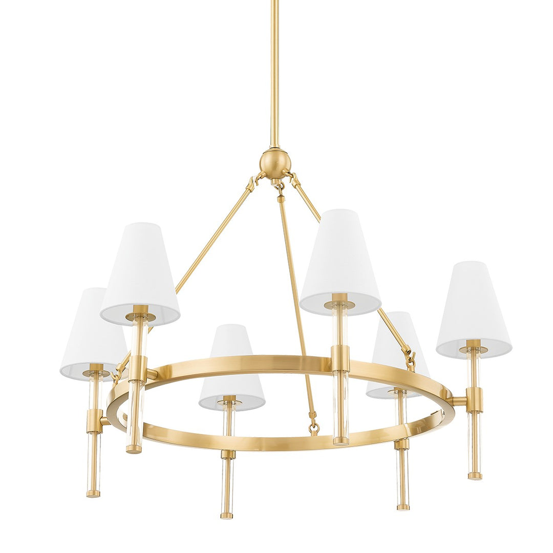Janelle Six Light Chandelier in Aged Brass - available from The Lighting Shoppe, trusted by Canadian homeowners