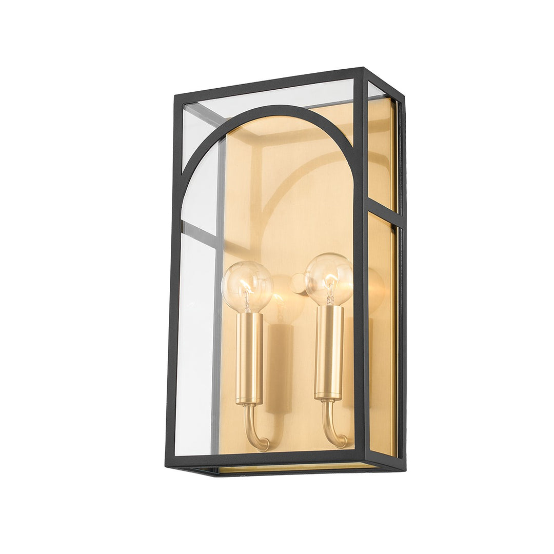 Addison Two Light Wall Sconce in Aged Brass/Textured Black Combo - available from The Lighting Shoppe, trusted by Canadian homeowners