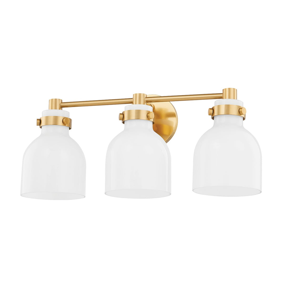 Elli Three Light Bath and Vanity in Aged Brass - available from The Lighting Shoppe, trusted by Canadian homeowners