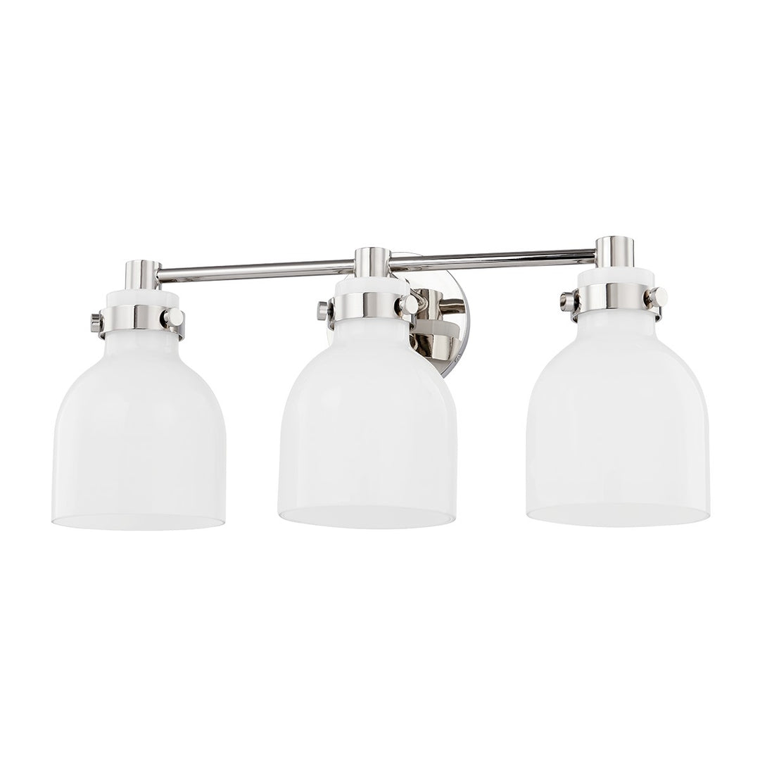 Elli Three Light Bath and Vanity in Polished Nickel - available from The Lighting Shoppe, trusted by Canadian homeowners