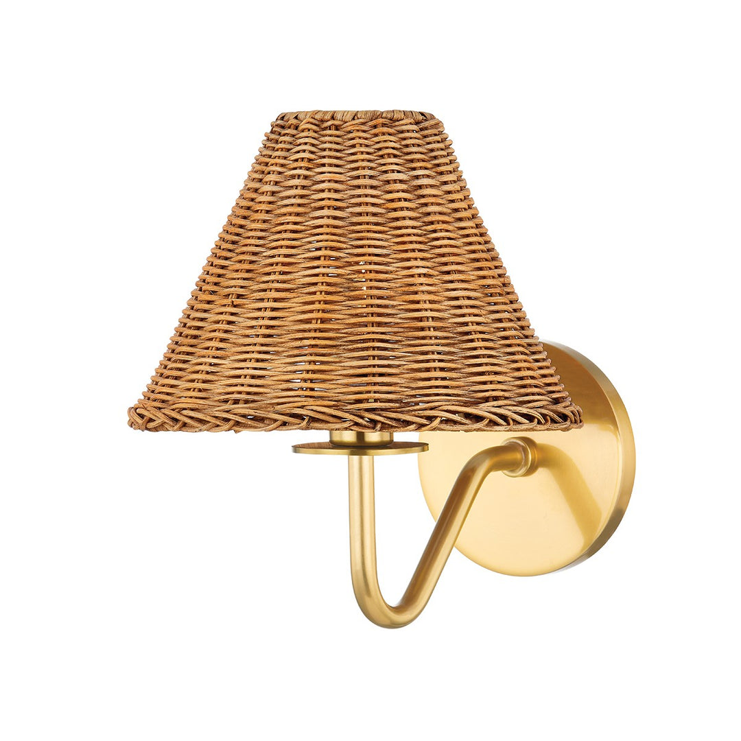 Issa One Light Wall Sconce in Aged Brass - available from The Lighting Shoppe, trusted by Canadian homeowners