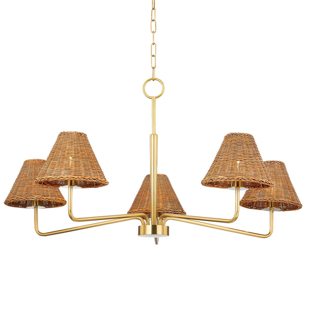 Issa Five Light Chandelier in Aged Brass - available from The Lighting Shoppe, trusted by Canadian homeowners