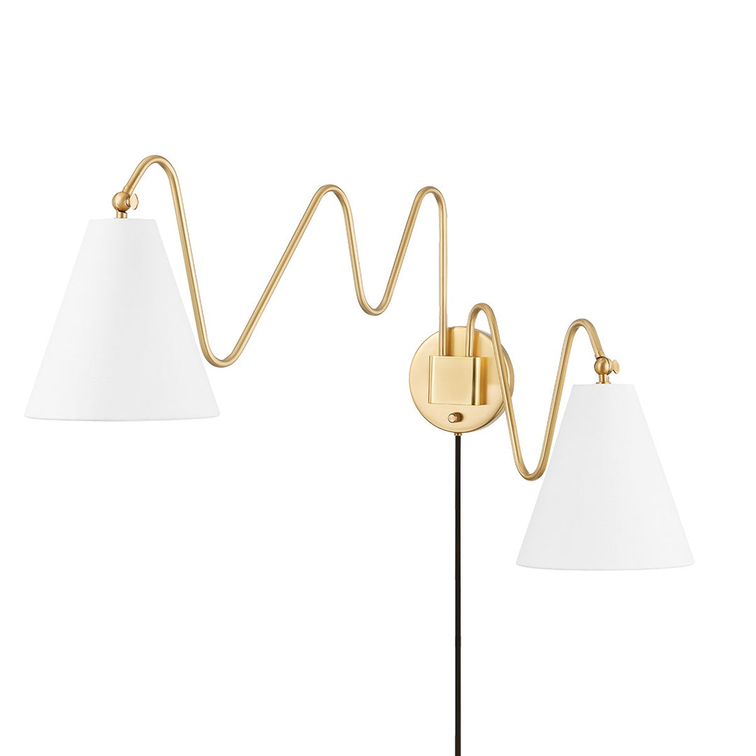 Onda Two Light Wall Sconce in Aged Brass - available from The Lighting Shoppe, trusted by Canadian homeowners