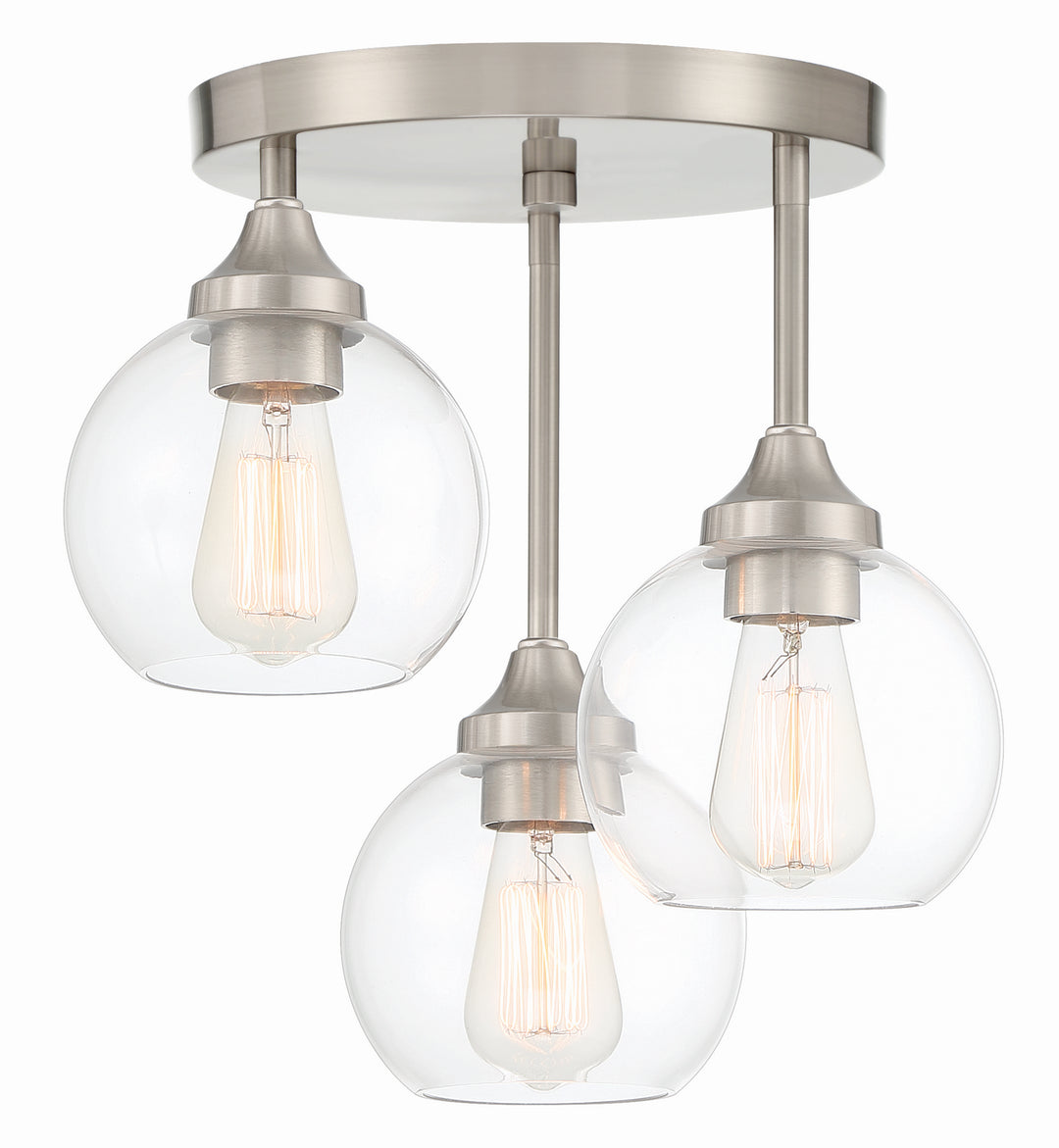 Glenda Three Light Semi Flush Mount in Brushed Polished Nickel - available from The Lighting Shoppe, trusted by Canadian homeowners