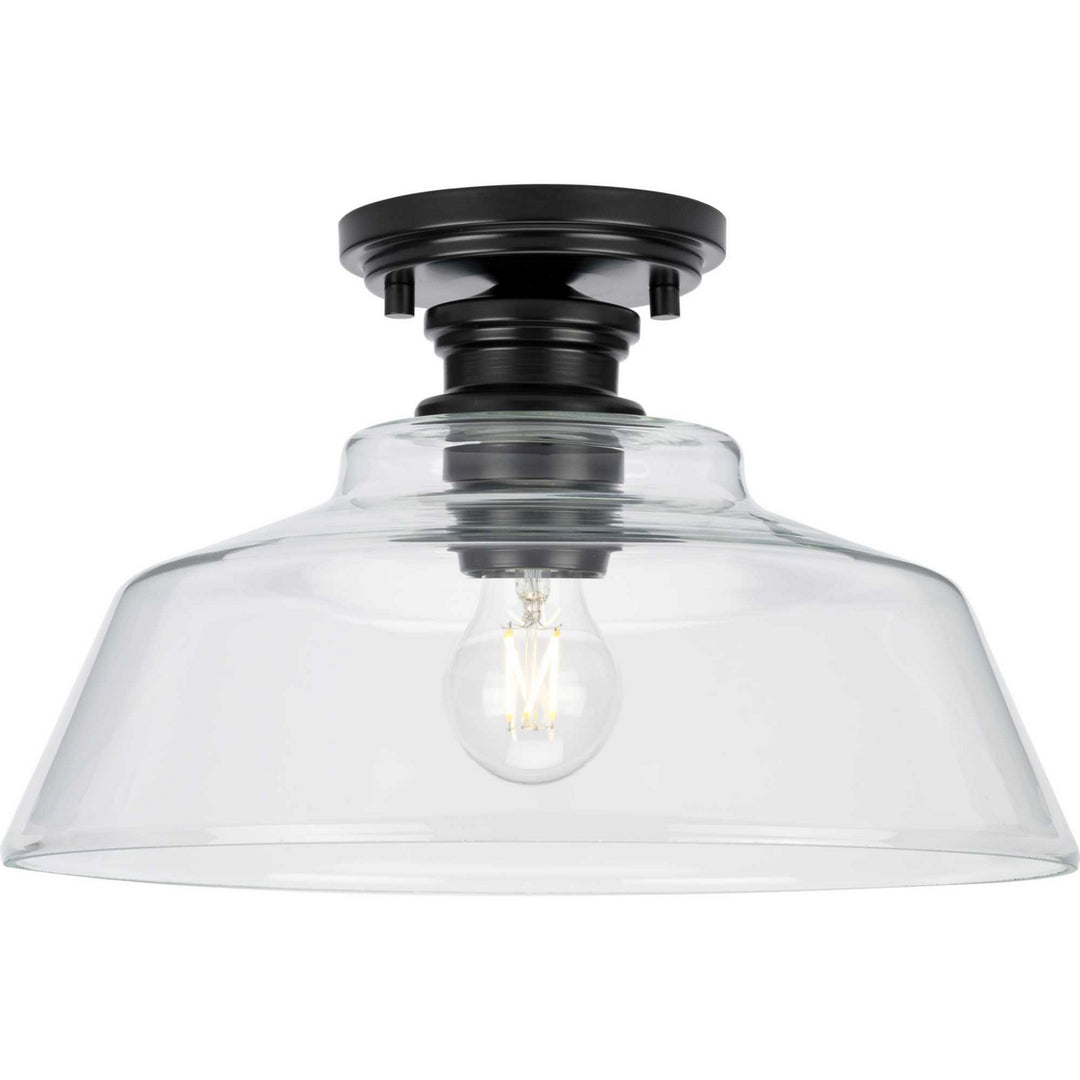 Singleton One Light Semi Flush Mount in Matte Black - available from The Lighting Shoppe, trusted by Canadian homeowners