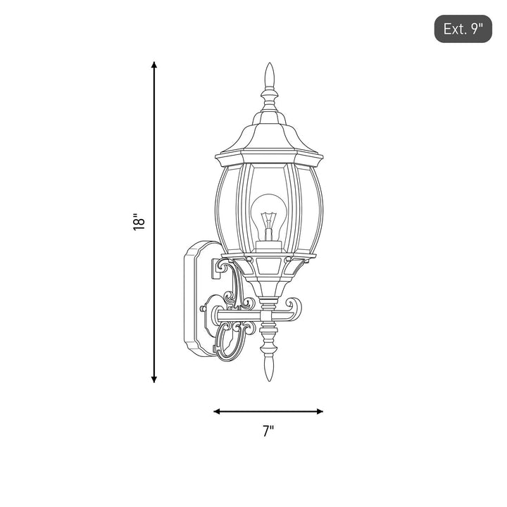 Meridian - M50054BK - One Light Outdoor Wall Lantern - Black