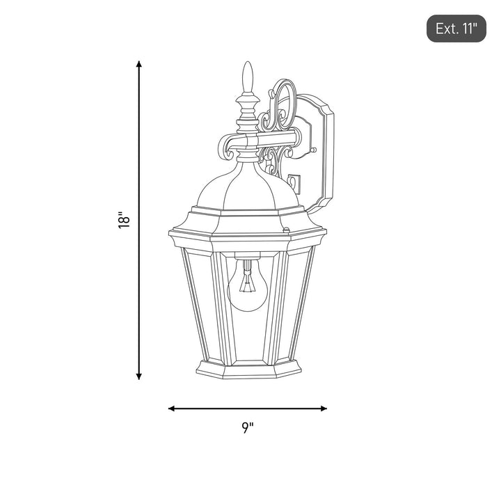 Meridian - M50055BK - One Light Outdoor Wall Lantern - Black