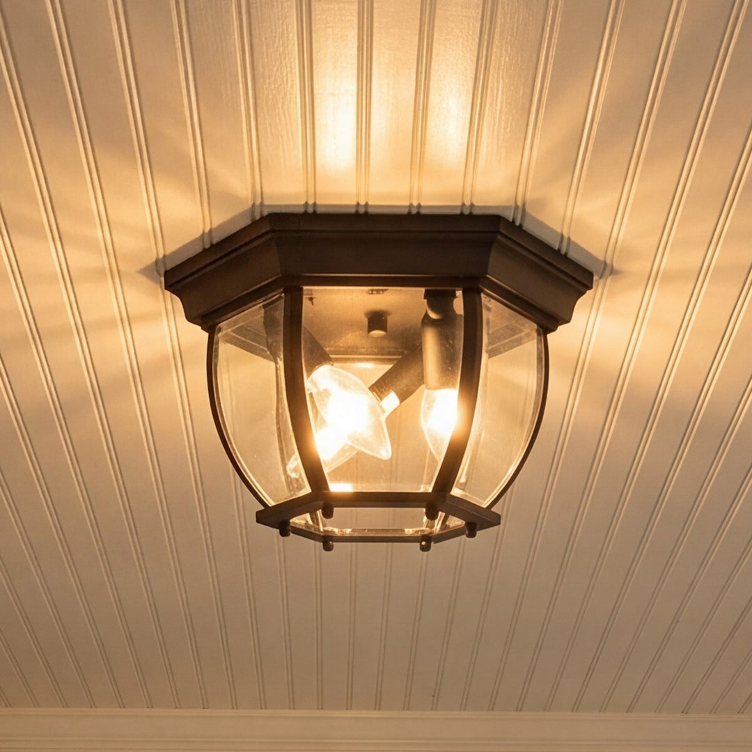 Meridian - M50059BK - Three Light Outdoor Flush Mount - Black