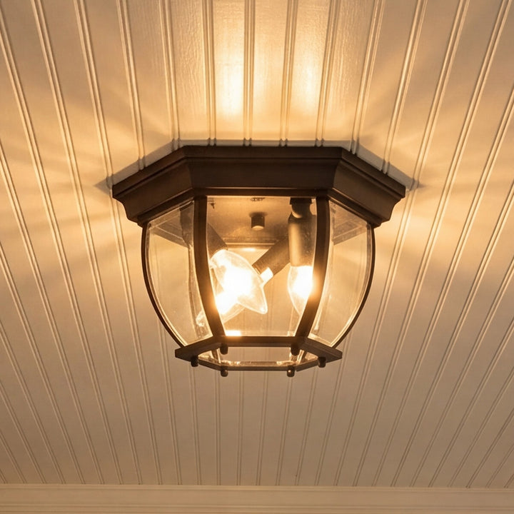 Meridian - M50059BK - Three Light Outdoor Flush Mount - Black