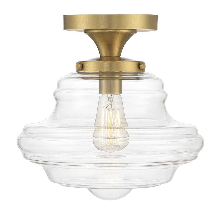 Meridian - M60069NB - One Light Semi-Flush Mount - Natural Brass