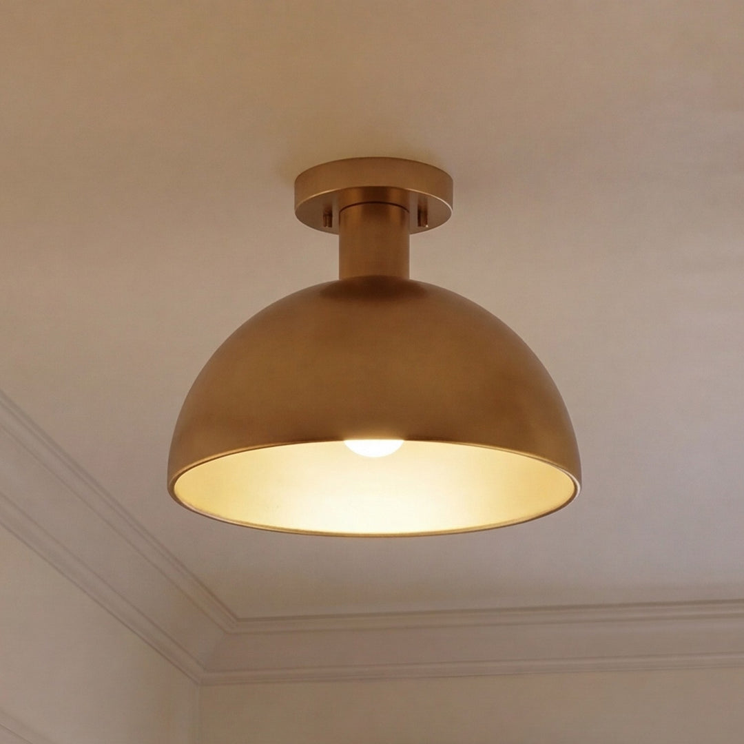 Meridian - M60071NB - One Light Semi-Flush Mount - Natural Brass