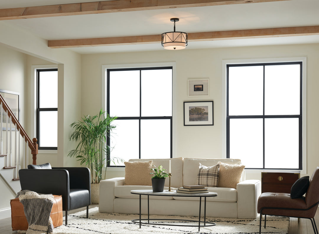 Kichler Canada - 52074BK - Three Light Pendant/Semi Flush - Birkleigh - Black