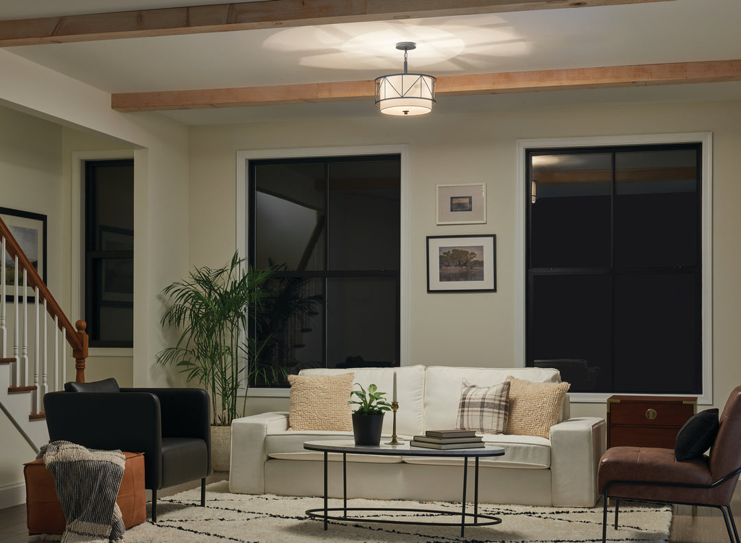 Kichler Canada - 52074BK - Three Light Pendant/Semi Flush - Birkleigh - Black
