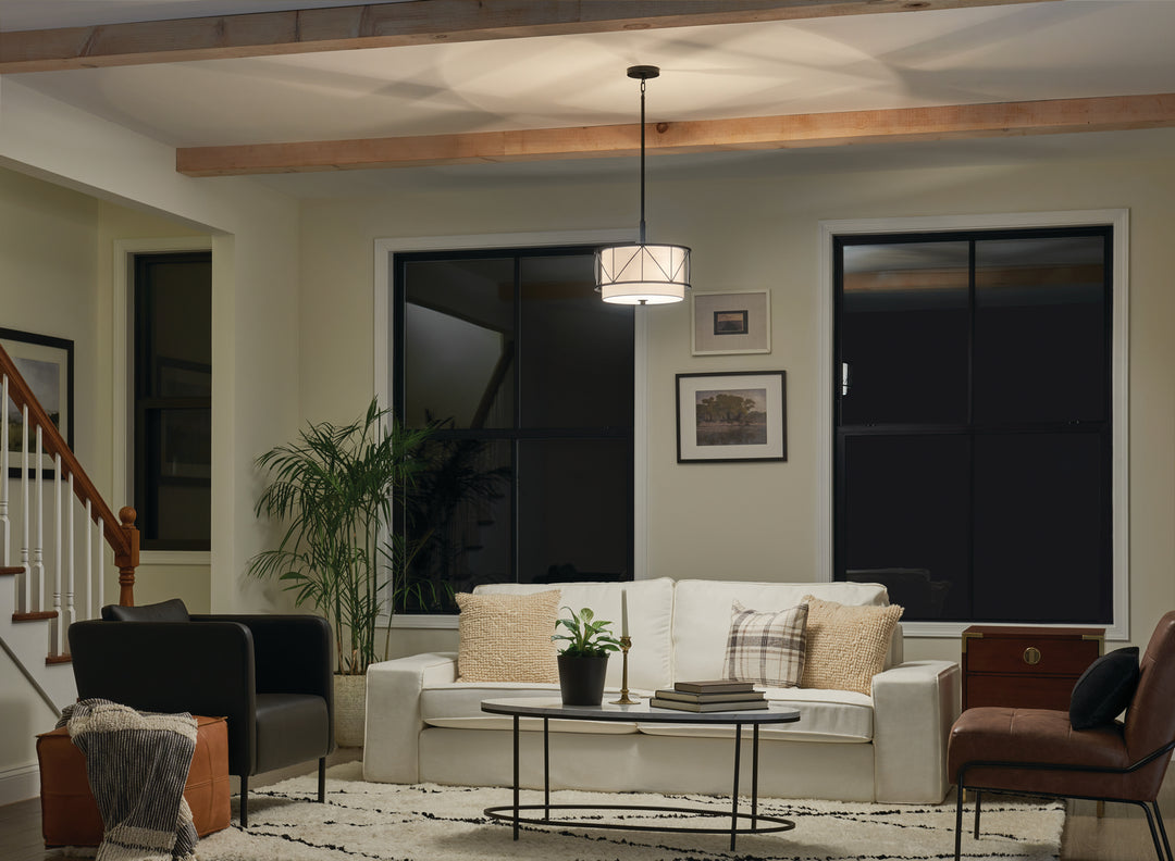 Kichler Canada - 52074BK - Three Light Pendant/Semi Flush - Birkleigh - Black