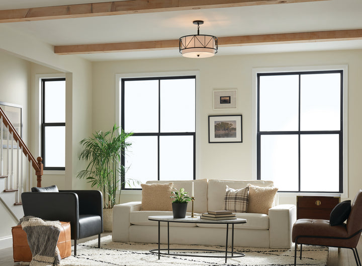 Kichler Canada - 52075BK - Three Light Pendant/Semi Flush - Birkleigh - Black