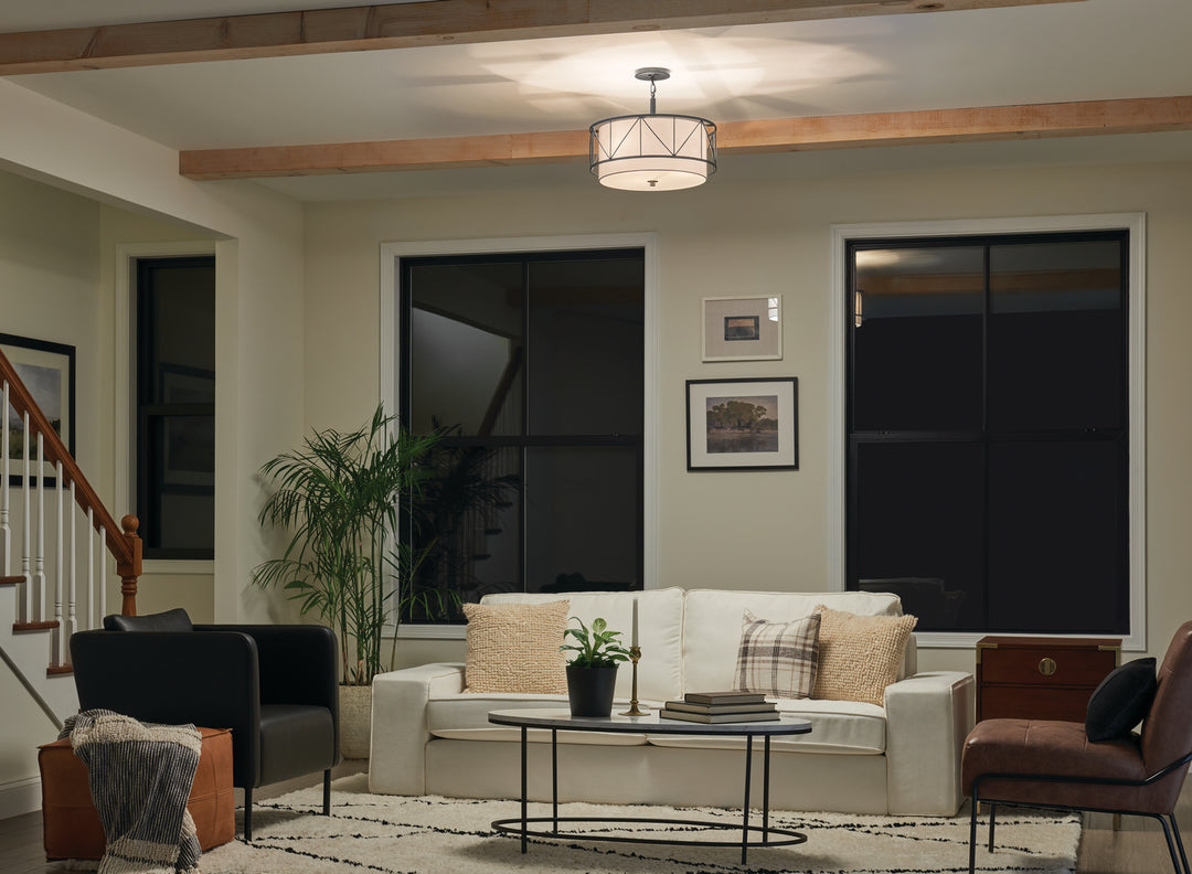 Kichler Canada - 52075BK - Three Light Pendant/Semi Flush - Birkleigh - Black