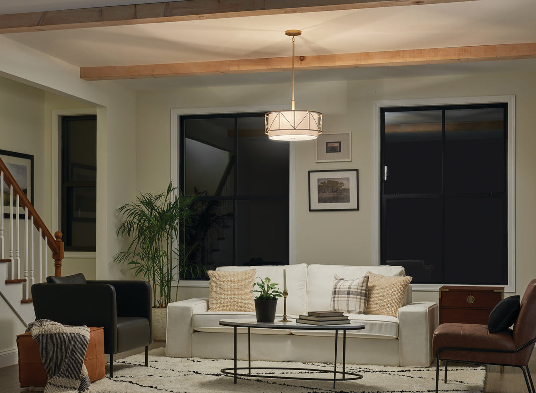 Kichler Canada - 52075CLG - Three Light Pendant/Semi Flush - Birkleigh - Classic Gold