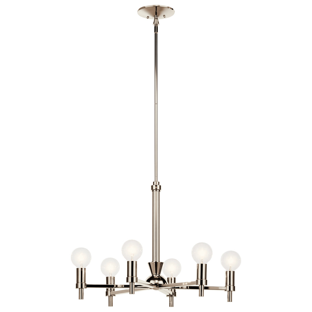 Torvee Six Light Chandelier in Nickel Textured - available from The Lighting Shoppe, trusted by Canadian homeowners