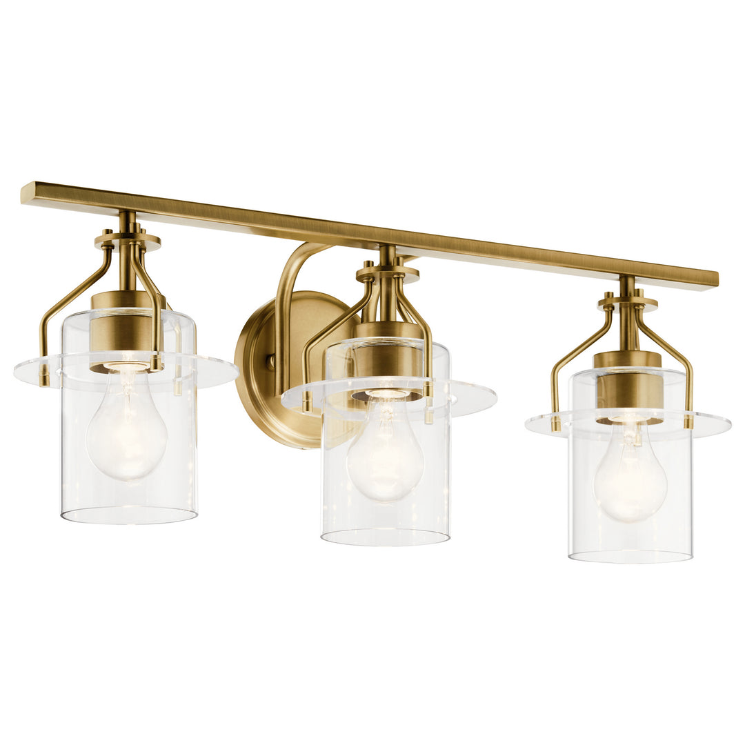 Everett Three Light Bath in Brushed Brass - available from The Lighting Shoppe, trusted by Canadian homeowners