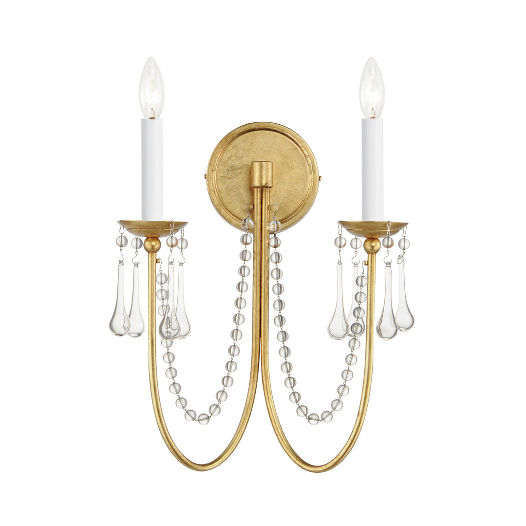 Maxim - 12161GL/CRY - Two Light Wall Sconce - Plumette - Gold Leaf
