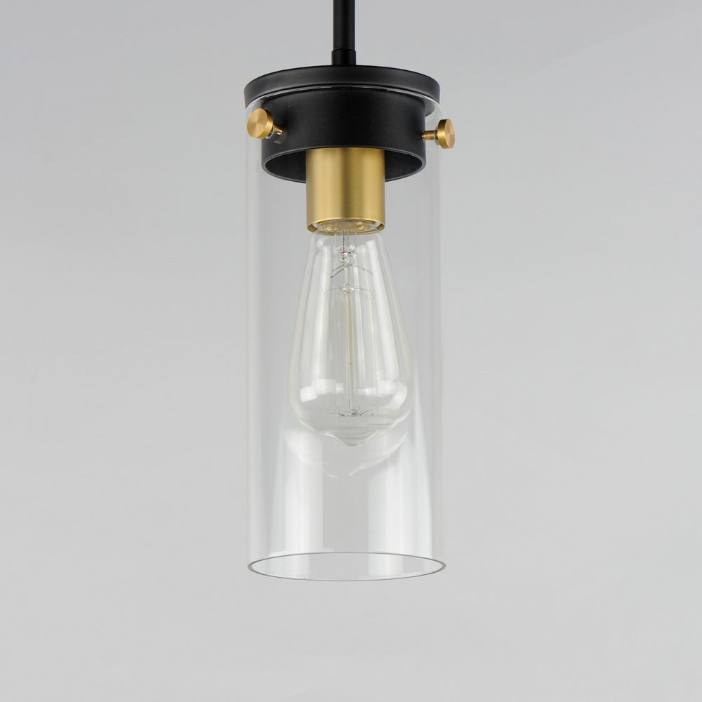 Maxim - 12406CLBKSBR - One Light Mini Pendant - Pinn - Black / Satin Brass
