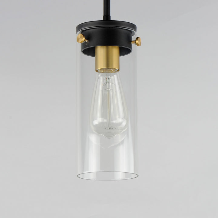 Maxim - 12406CLBKSBR - One Light Mini Pendant - Pinn - Black / Satin Brass