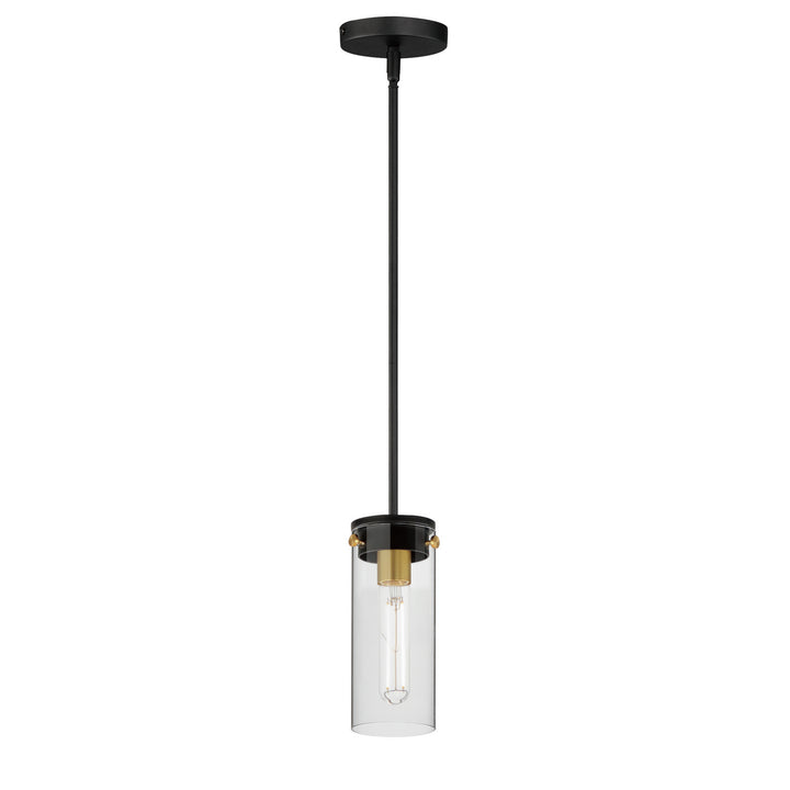 Maxim - 12406CLBKSBR - One Light Mini Pendant - Pinn - Black / Satin Brass