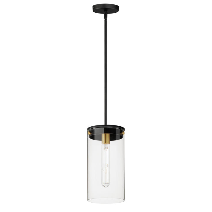 Maxim - 12408CLBKSBR - One Light Pendant - Pinn - Black / Satin Brass