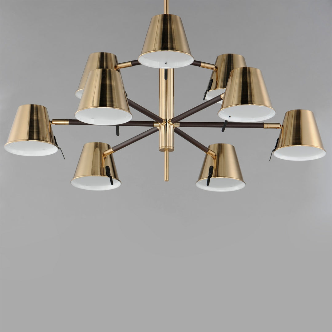 Maxim - 25179DBZHR - LED Chandelier - Carlo - Dark Bronze, Leather, Heritage Brass