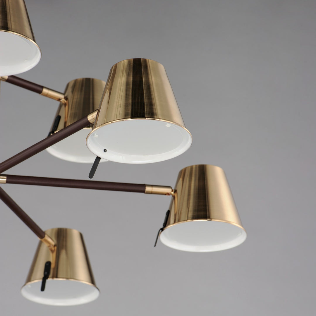 Maxim - 25179DBZHR - LED Chandelier - Carlo - Dark Bronze, Leather, Heritage Brass