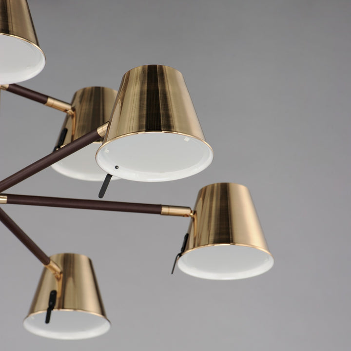 Maxim - 25179DBZHR - LED Chandelier - Carlo - Dark Bronze, Leather, Heritage Brass