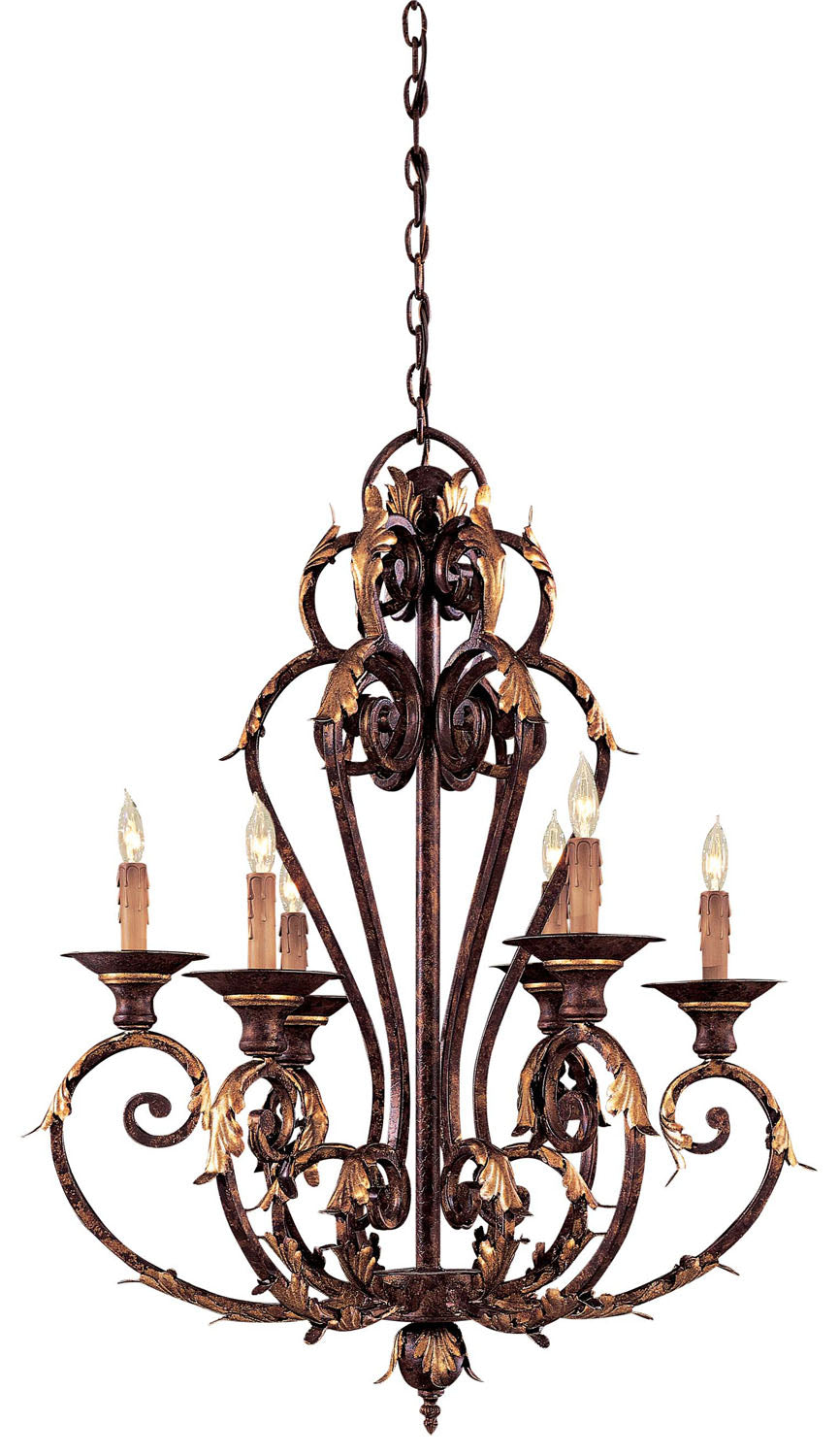 Zaragoza Six Light Chandelier in Golden Bronze - available from The Lighting Shoppe, trusted by Canadian homeowners
