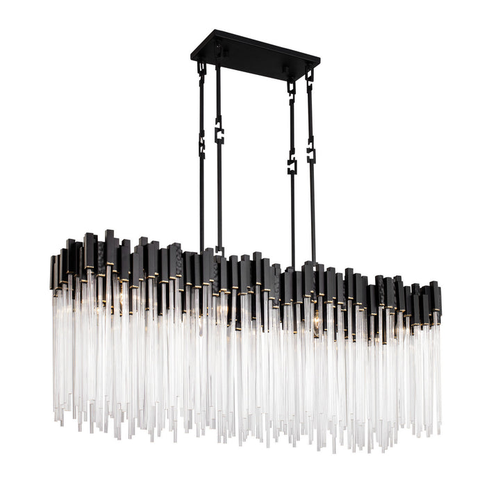 Matrix Eight Light Linear Pendant in Matte Black/French Gold - available from The Lighting Shoppe, trusted by Canadian homeowners