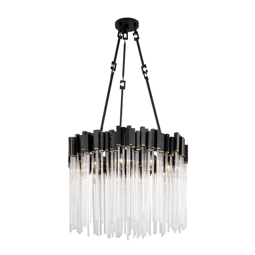 Matrix Nine Light Pendant in Matte Black/French Gold - available from The Lighting Shoppe, trusted by Canadian homeowners