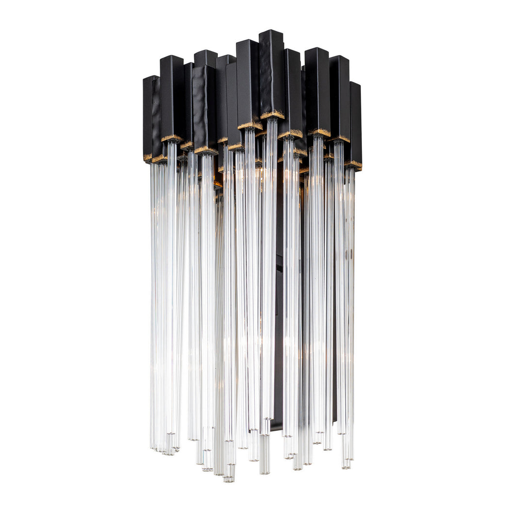 Matrix Two Light Wall Sconce in Matte Black/French Gold - available from The Lighting Shoppe, trusted by Canadian homeowners