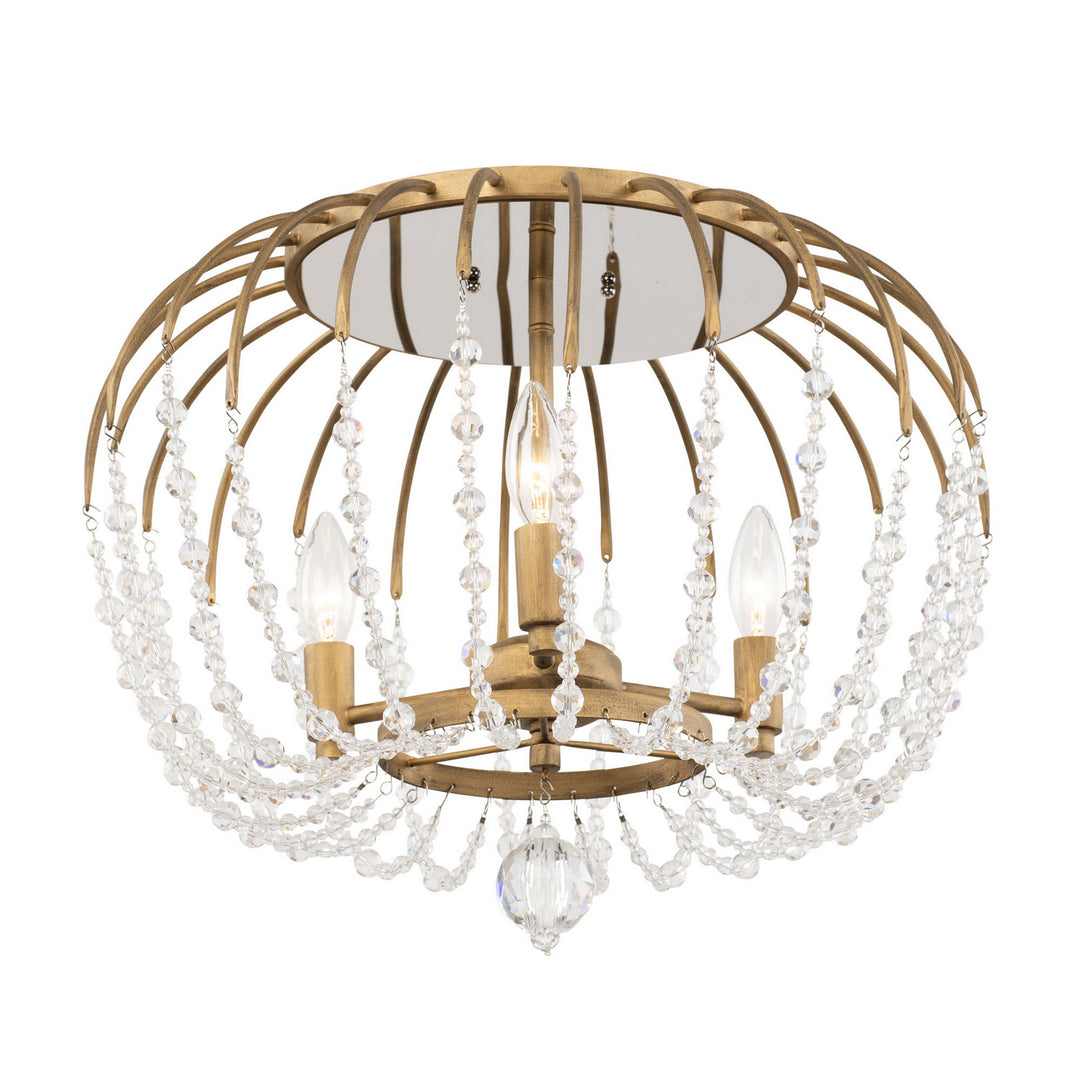 Voliere Three Light Semi-Flush Mount in Havana Gold - available from The Lighting Shoppe, trusted by Canadian homeowners