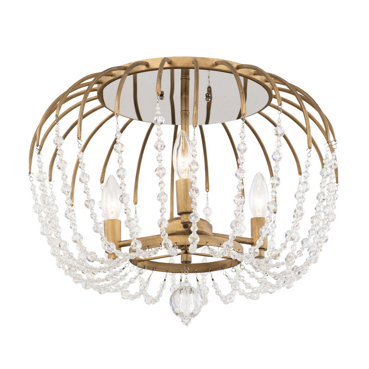 Voliere Three Light Semi-Flush Mount in Havana Gold - available from The Lighting Shoppe, trusted by Canadian homeowners