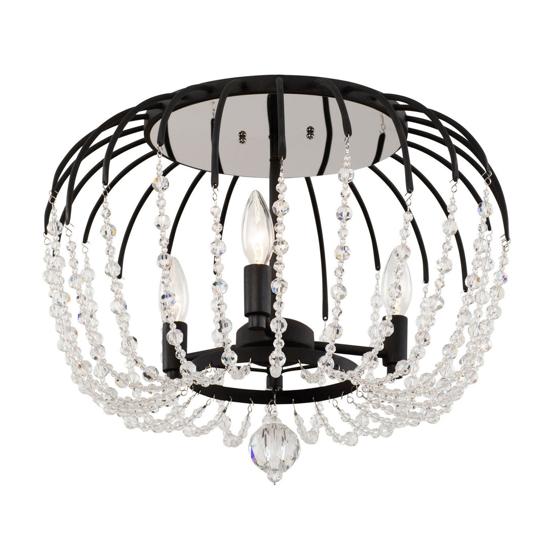 Voliere Three Light Semi-Flush Mount in Matte Black - available from The Lighting Shoppe, trusted by Canadian homeowners