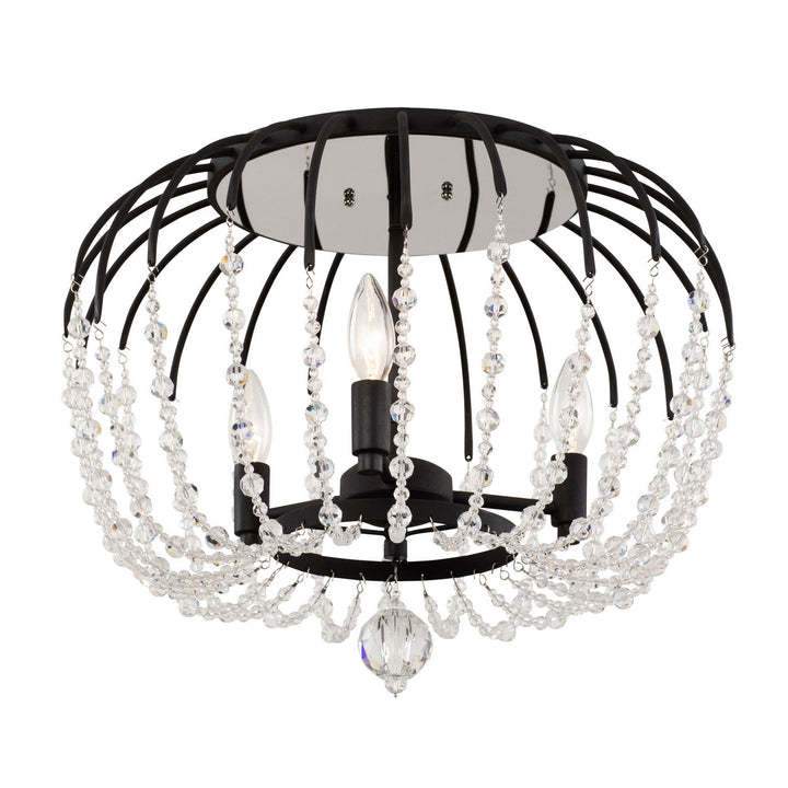 Voliere Three Light Semi-Flush Mount in Matte Black - available from The Lighting Shoppe, trusted by Canadian homeowners