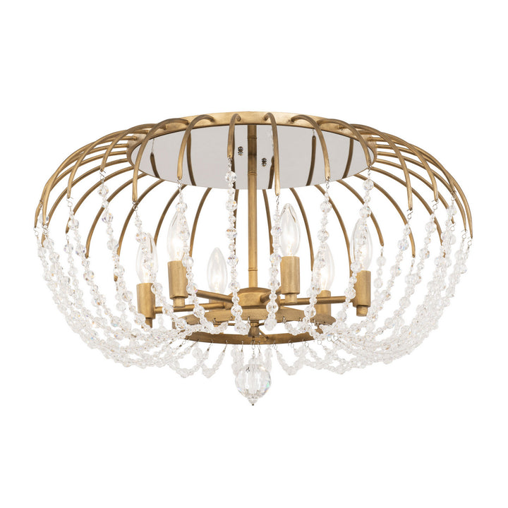 Voliere Six Light Semi-Flush Mount in Havana Gold - available from The Lighting Shoppe, trusted by Canadian homeowners