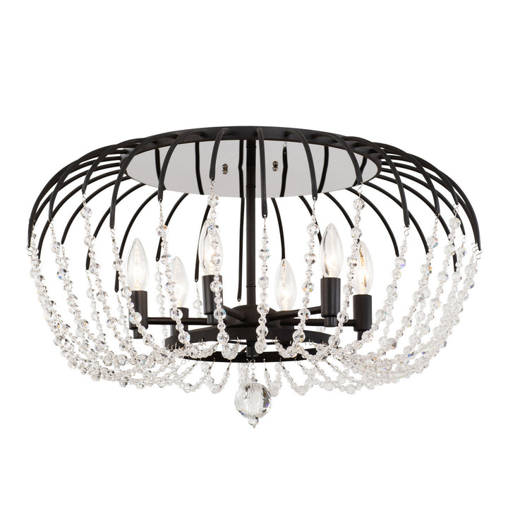 Voliere Six Light Semi-Flush Mount in Matte Black - available from The Lighting Shoppe, trusted by Canadian homeowners