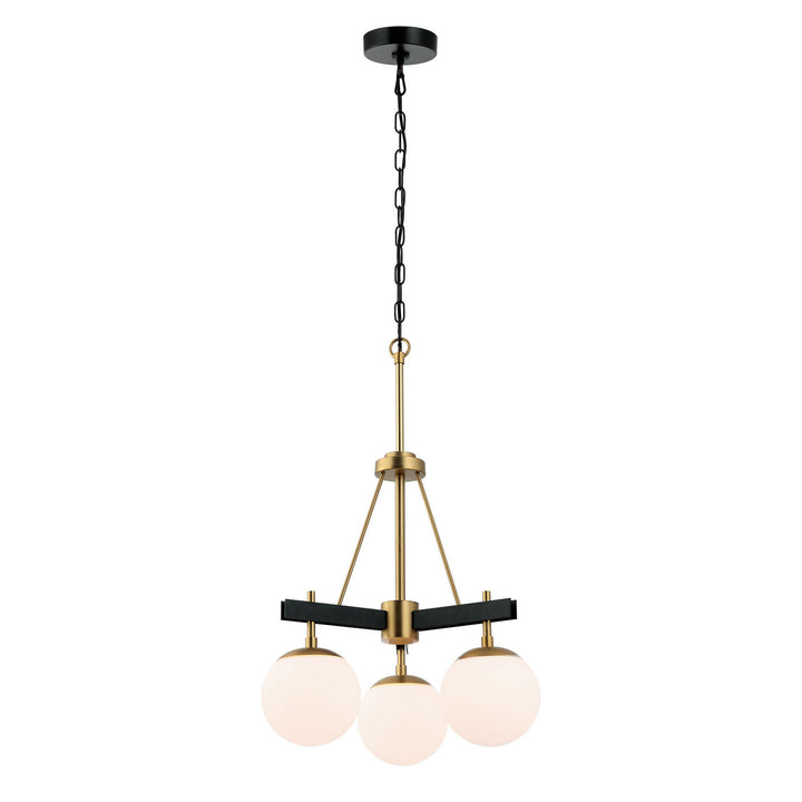 Allie Three Light Chandelier in Black/Satin Brass - available from The Lighting Shoppe, trusted by Canadian homeowners