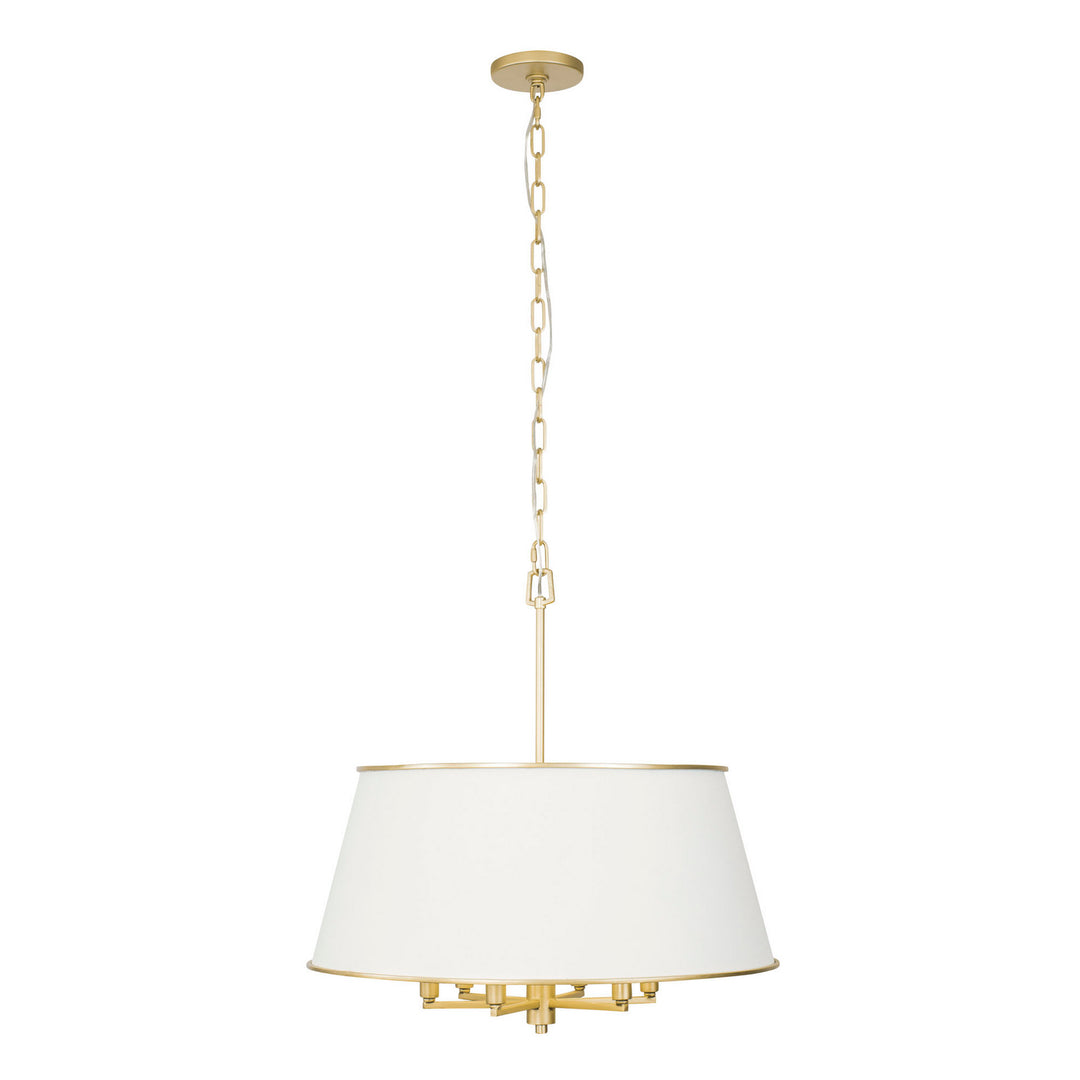 Coco Six Light Pendant in Matte White/French Gold - available from The Lighting Shoppe, trusted by Canadian homeowners