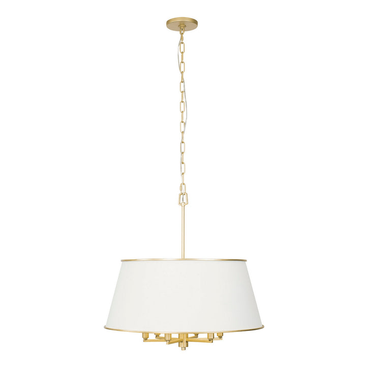 Coco Six Light Pendant in Matte White/French Gold - available from The Lighting Shoppe, trusted by Canadian homeowners