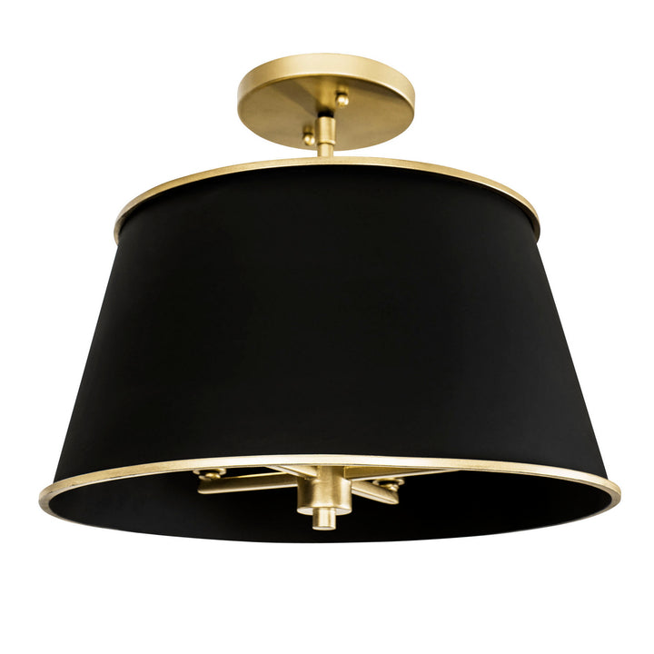 Coco Four Light Semi-Flush Mount in Matte Black/French Gold - available from The Lighting Shoppe, trusted by Canadian homeowners